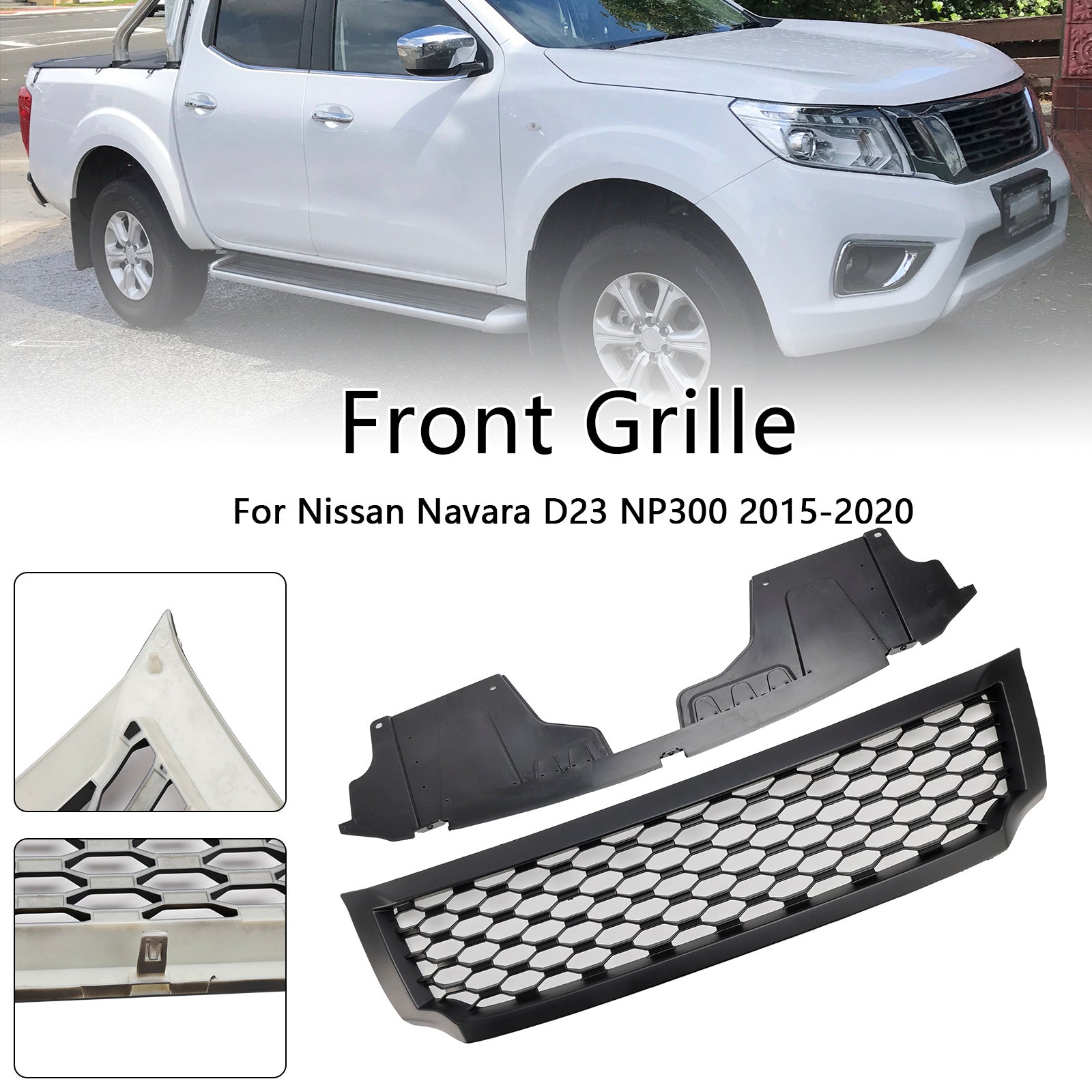 Nissan Navara NP300 D23 Black Mesh Grill 2015-2020 Upper Bumper Front Grille