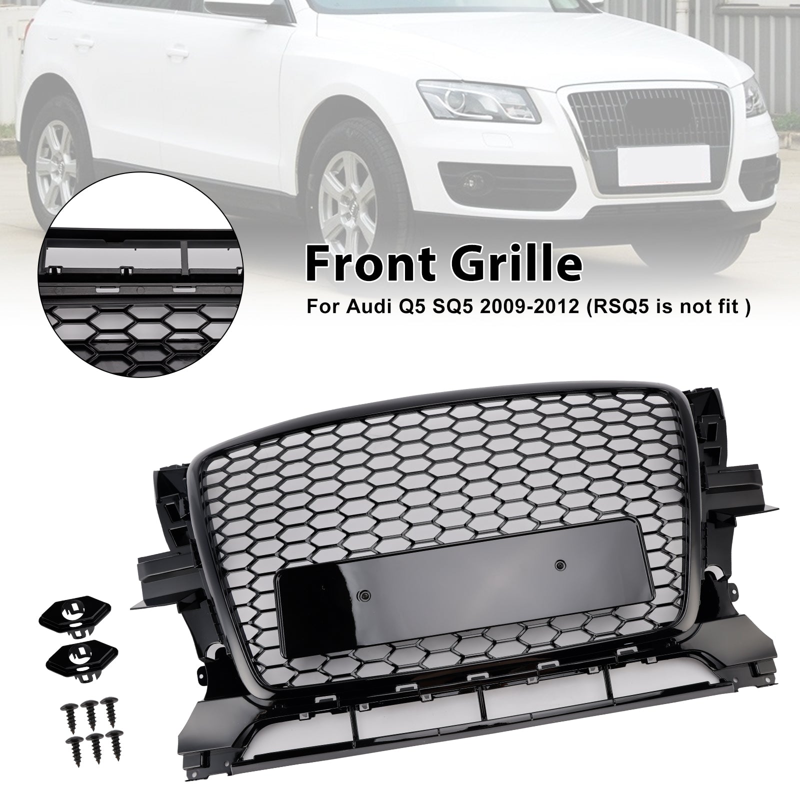 2009-2012 Audi Q5 Chrome/Black Front Bumper Grill Grille 8R0853651B