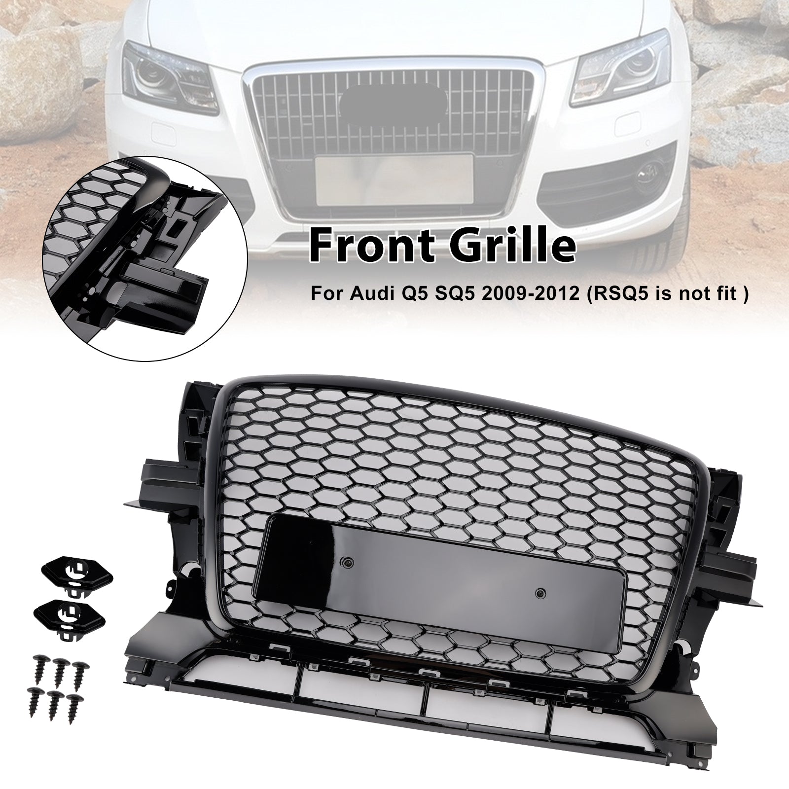 2009-2012 Audi Q5 Chrome/Black Front Bumper Grill Grille 8R0853651B