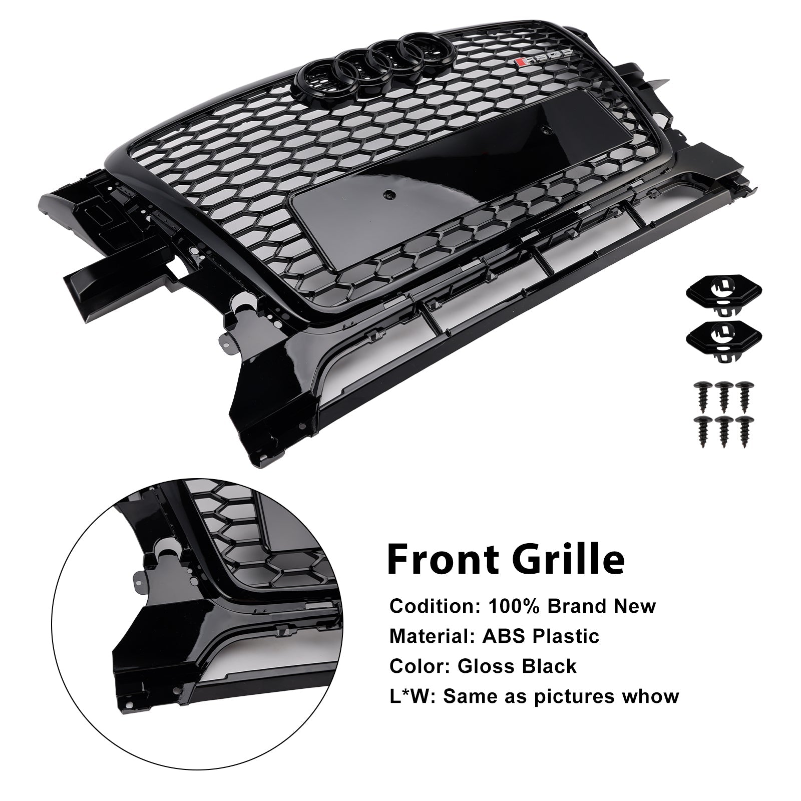 2009-2012 Audi Q5 Gloss Black Front Bumper Grill Grille 8R0853651B