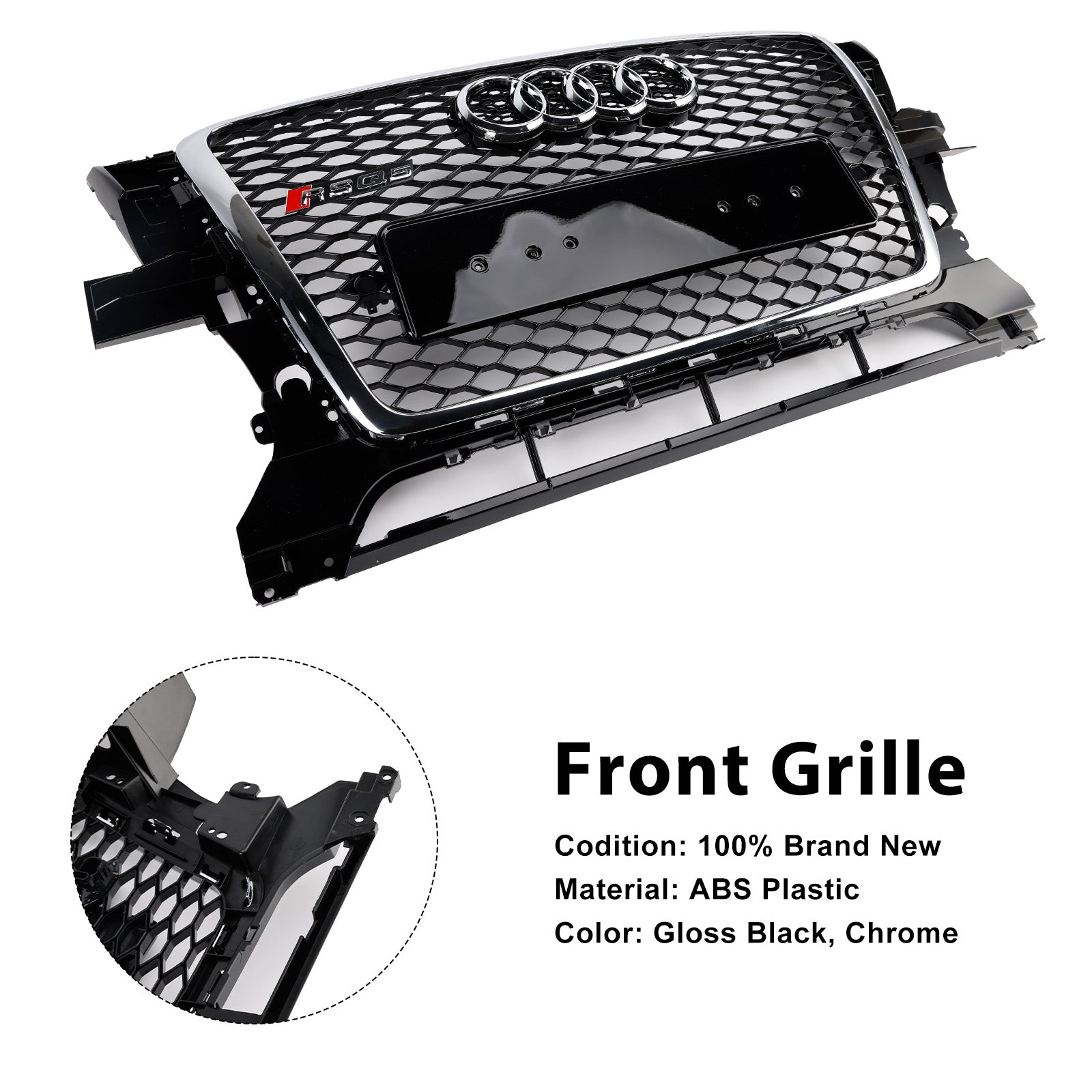 2009-2012 Audi Q5 Chrome/Black Front Bumper Grill Grille 8R0853651B