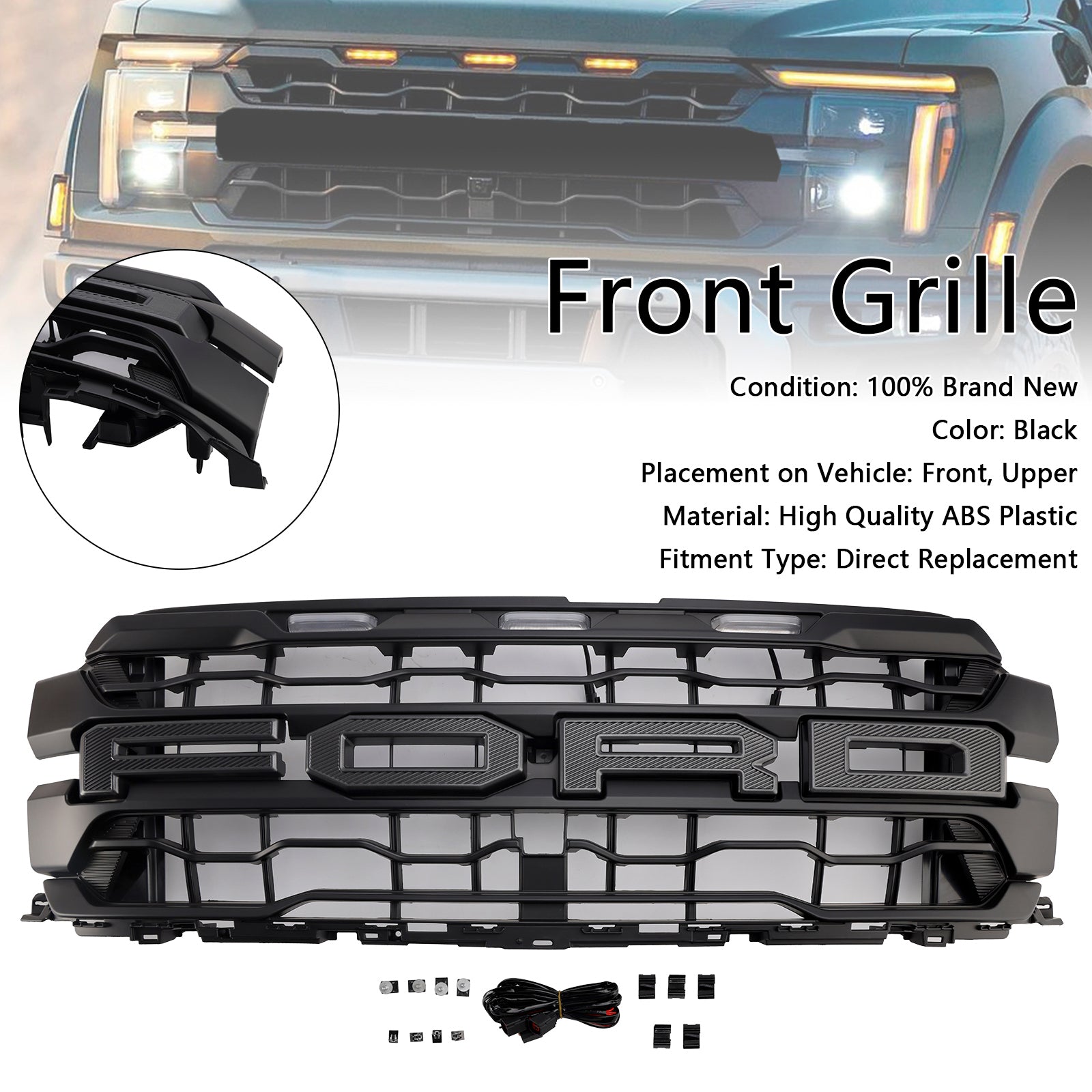 2024+ Ford F150 RAPTOR Black Front Bumper Grille Grill