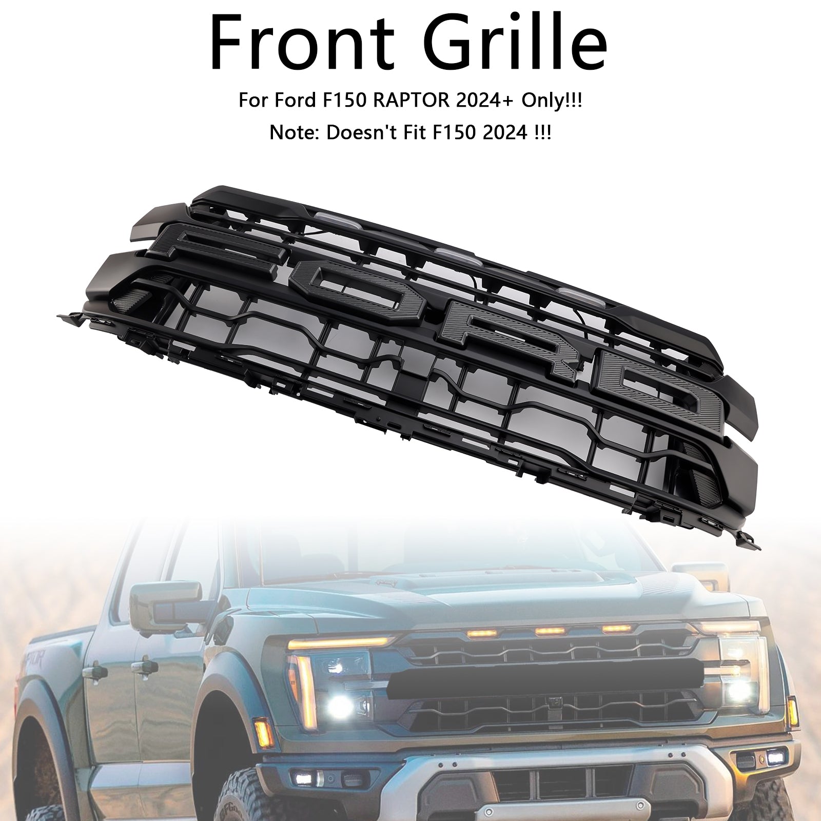2024+ Ford F150 RAPTOR Black Front Bumper Grille Grill