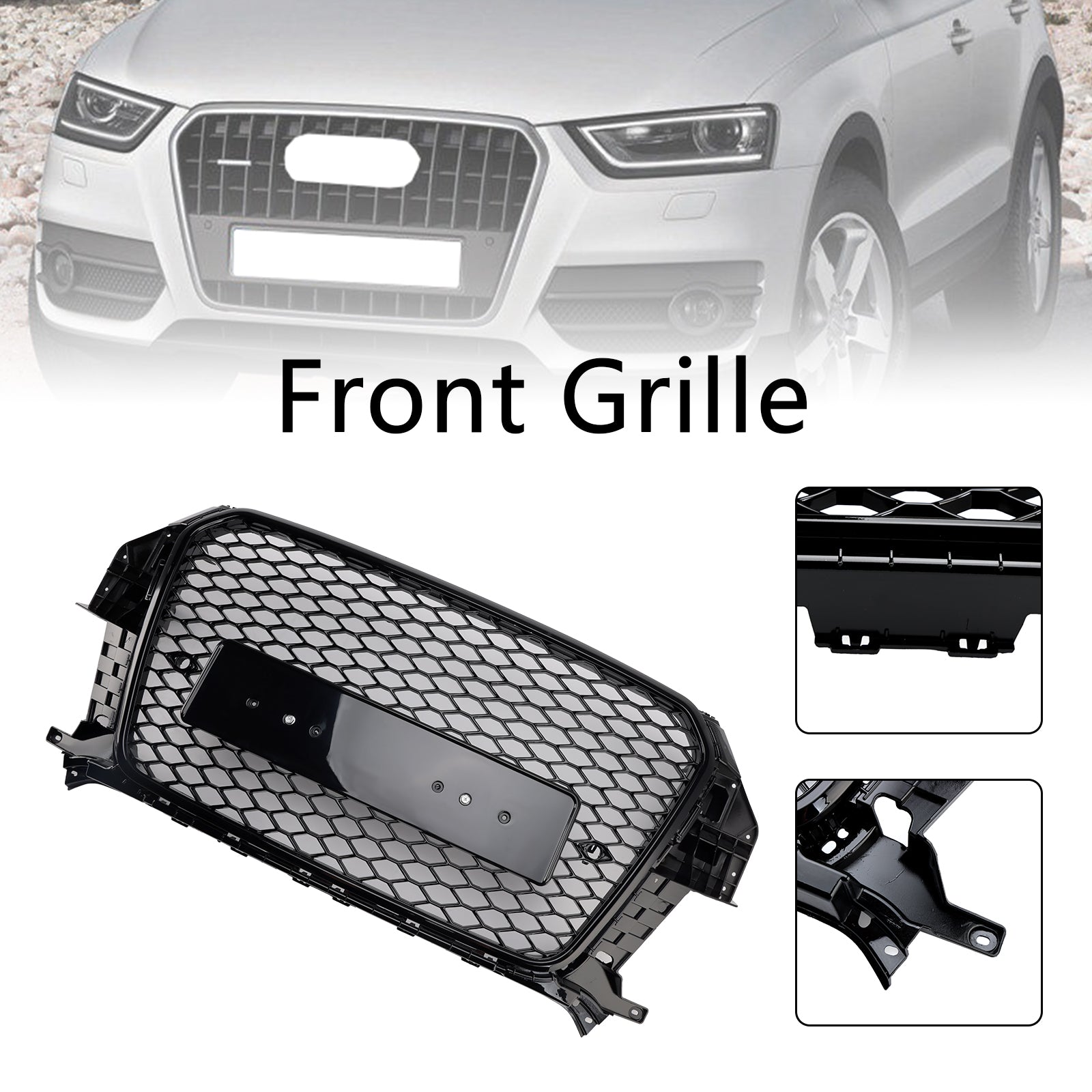 2011-2015 Audi Q3 S-Line RSQ3 Style Front Honeycomb Mesh Grille Gloss Black