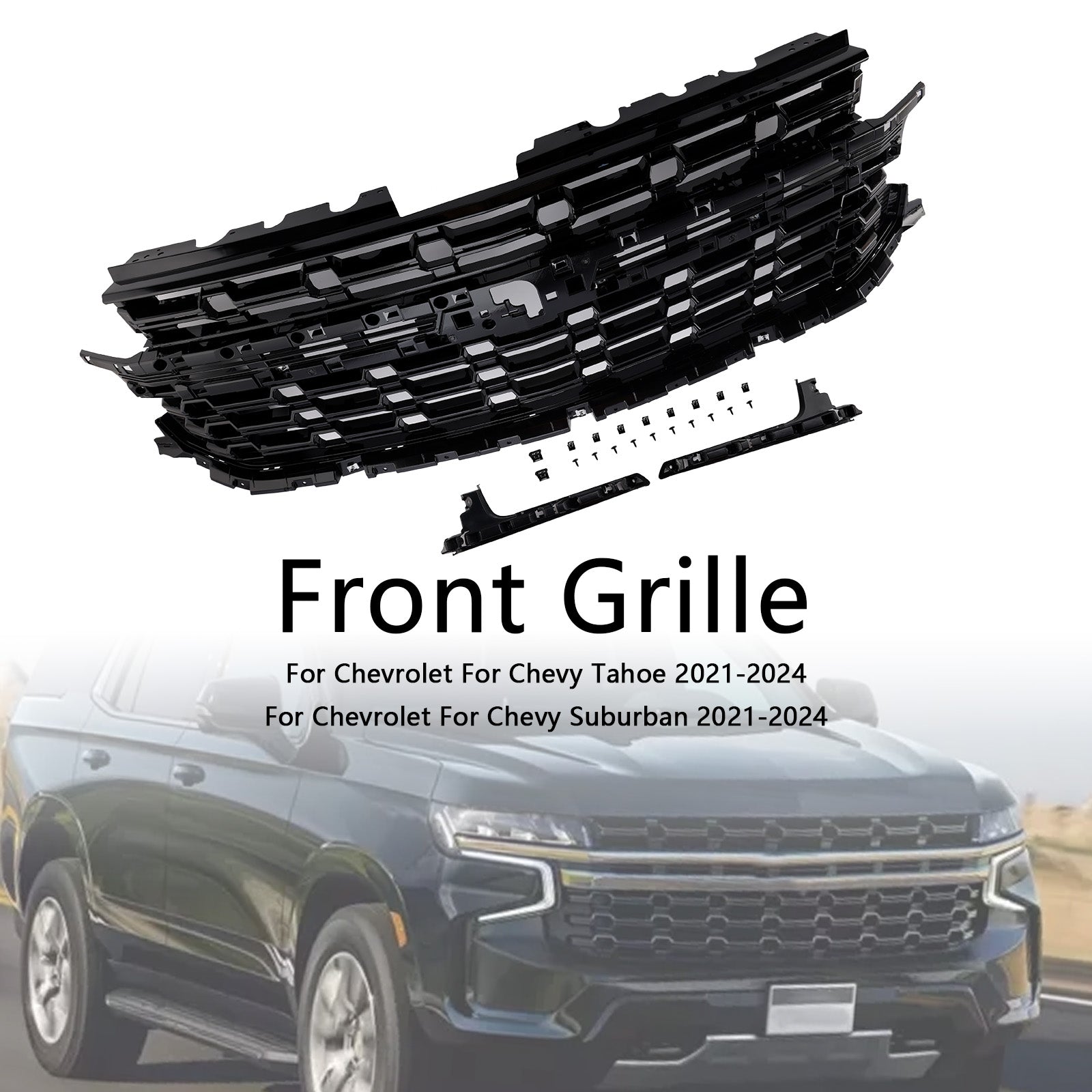 2021-2024 Chevrolet For Chevy Suburban Z71-Look Front Bumper Grille Black