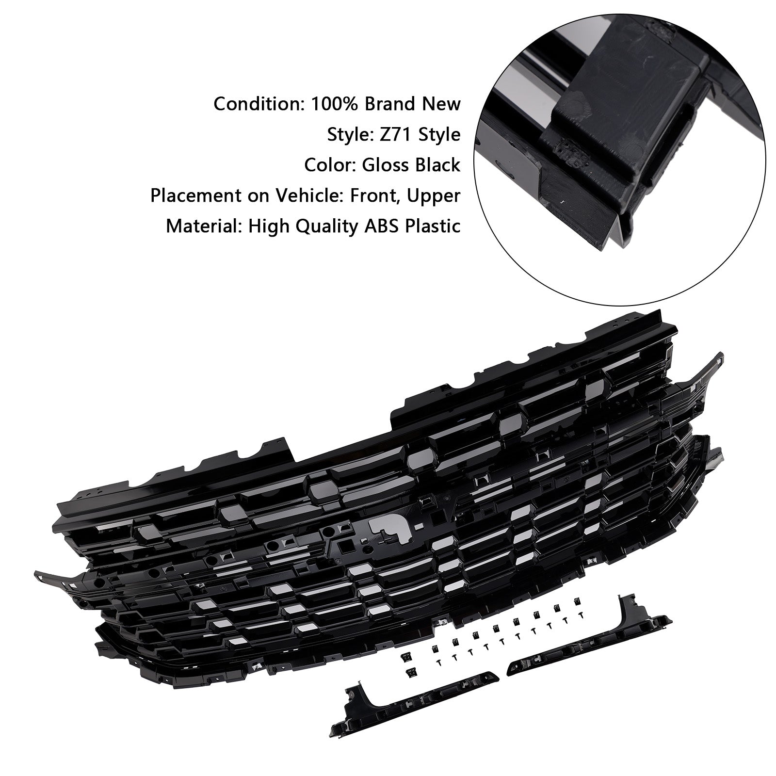 Z71-Look Front Bumper Grille Fit Chevrolet Tahoe/Suburban 2021-2024 Black