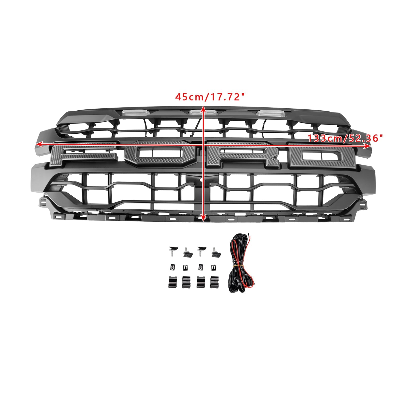 2024 2025 Ford F150 Black Grille Front Bumper Raptor Style Grill W/ LED Light & Letter