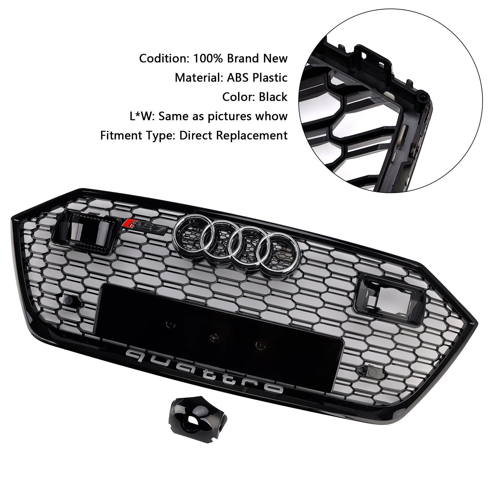 2019-2024 Audi A7 C8 S7 W/ACC Front Bumper Grille Grill Black