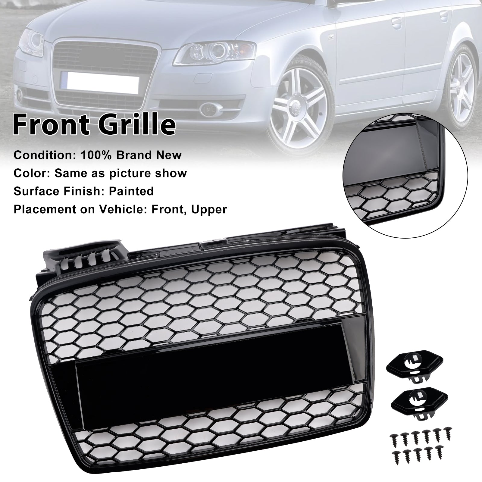 2005-2008 Audi A4 B7 RS4 Style Honeycomb Sport Mesh Hex Grille Grill