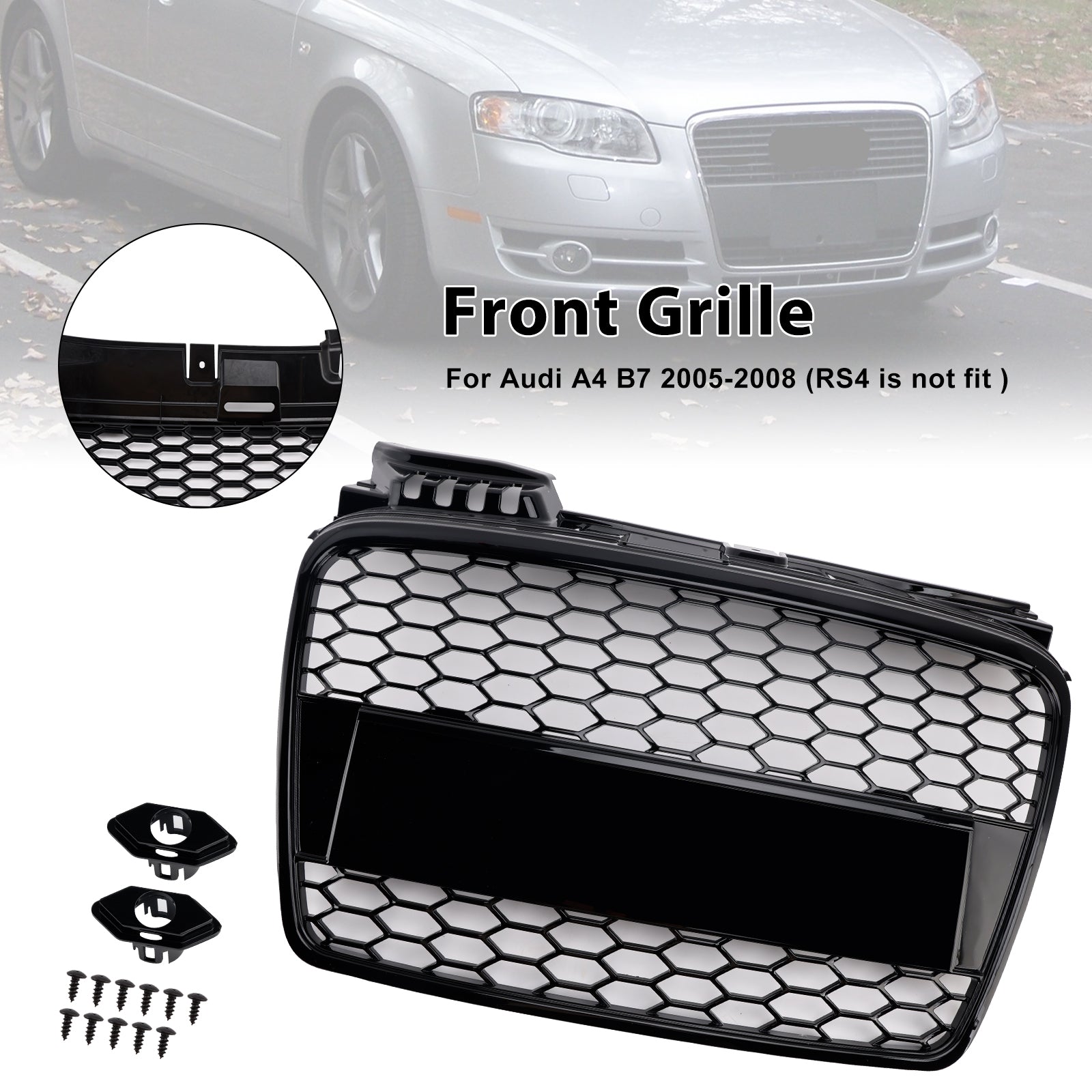 2005-2008 Audi A4 B7 RS4 Style Honeycomb Sport Mesh Hex Grille Grill