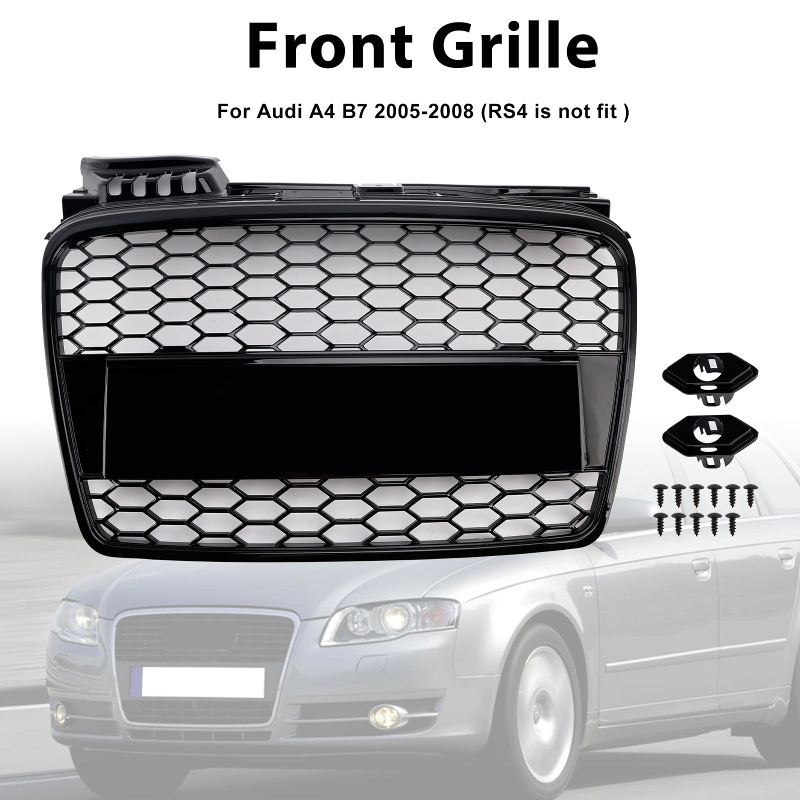 2005-2008 Audi A4 B7 RS4 Style Honeycomb Sport Mesh Hex Grille Grill