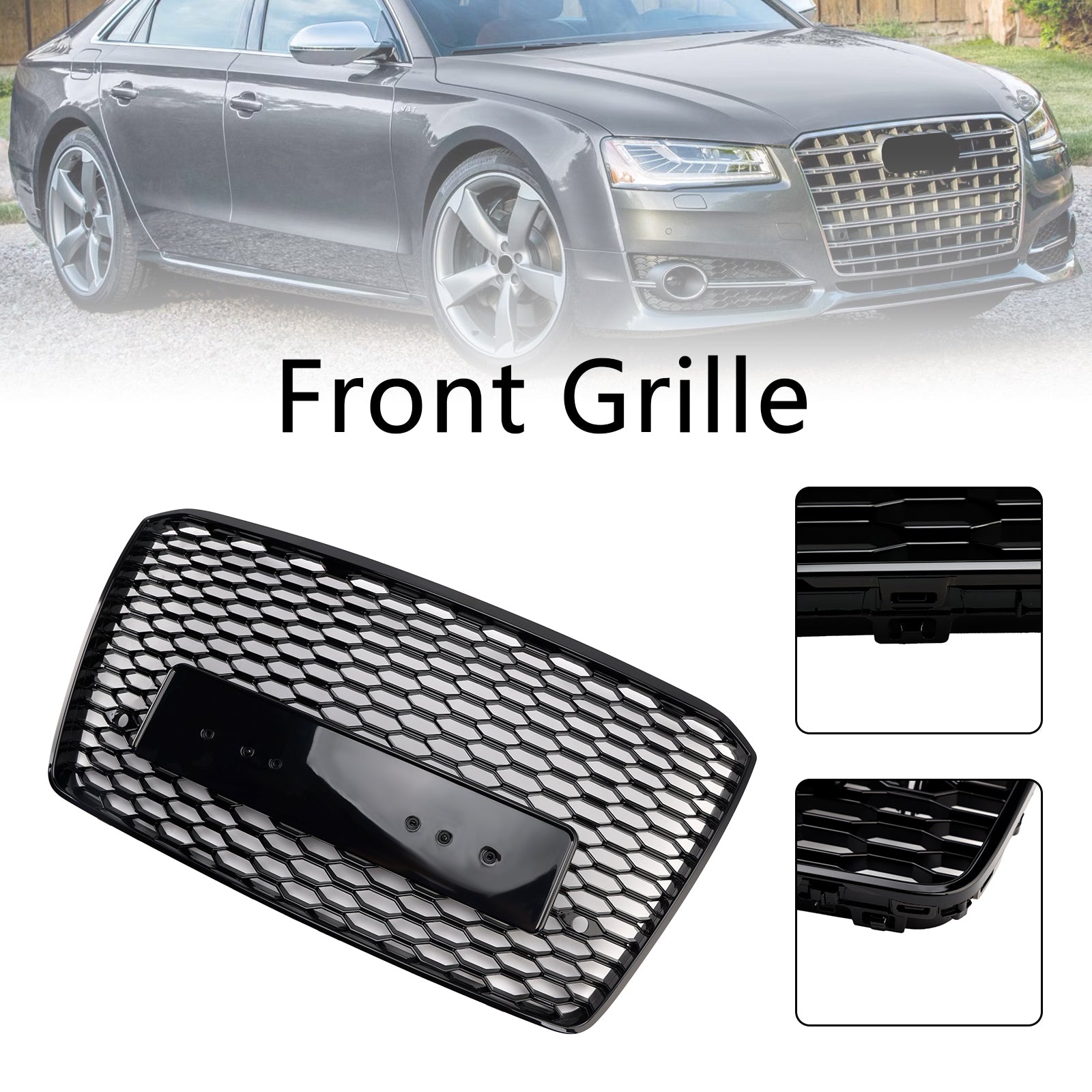 2015-2017 Audi A8 S8 RS8 Style Front Bumper Grille Honeycomb Grill Black