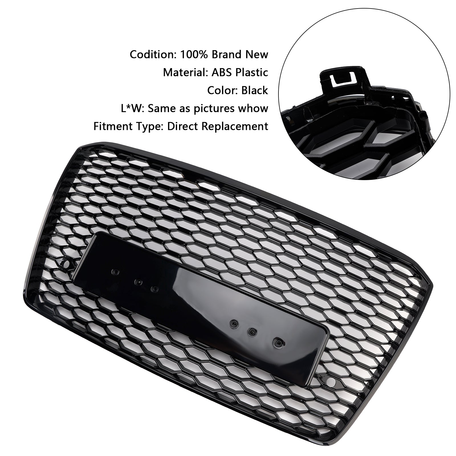 2015-2017 Audi A8 S8 RS8 Style Front Bumper Grille Honeycomb Grill Black