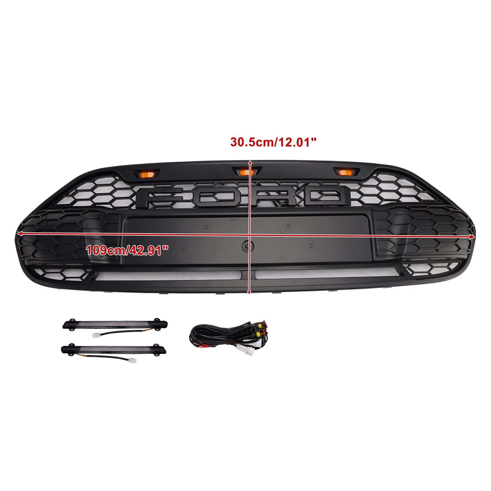 2014-2018 Ford Transit Connect W/LED Black Front Bumper Grill Grille