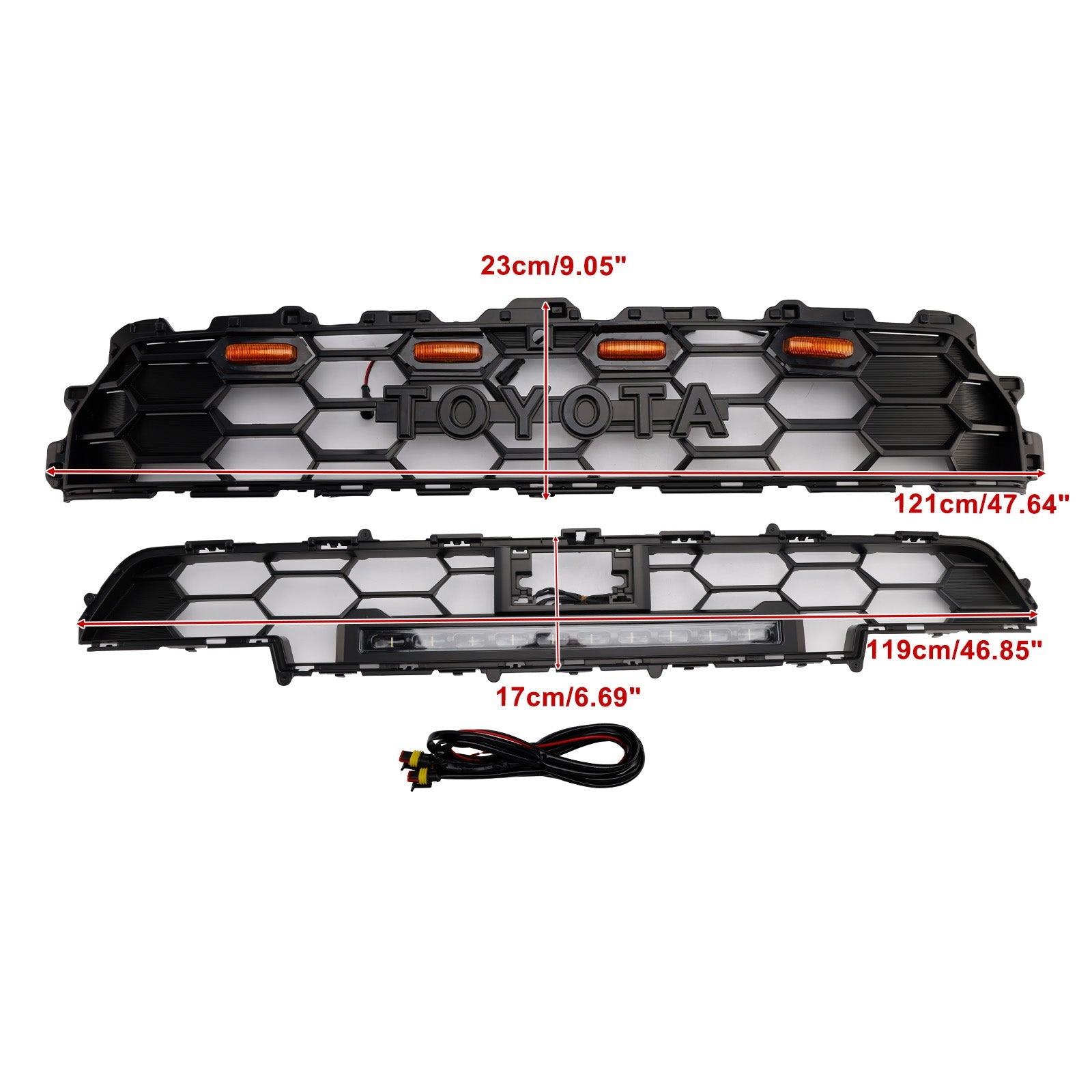 2024+ Toyota 4Runner TRD PRO W/Light Bar Front Bumper Grille Grill Black