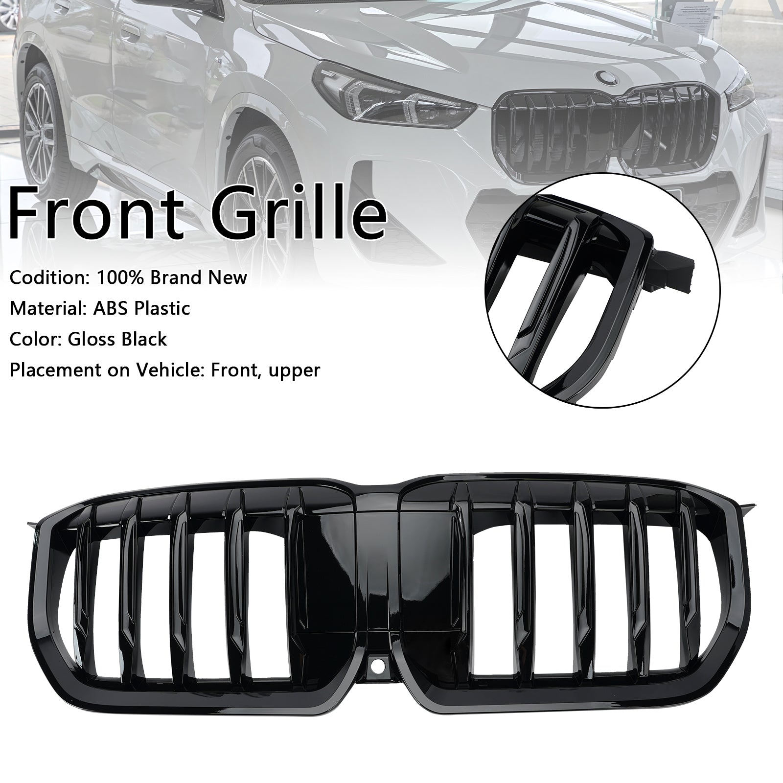 Gloss Black Front Bumper Kidney Grille Grill Fit BMW X1 U11 U12 2023-2024