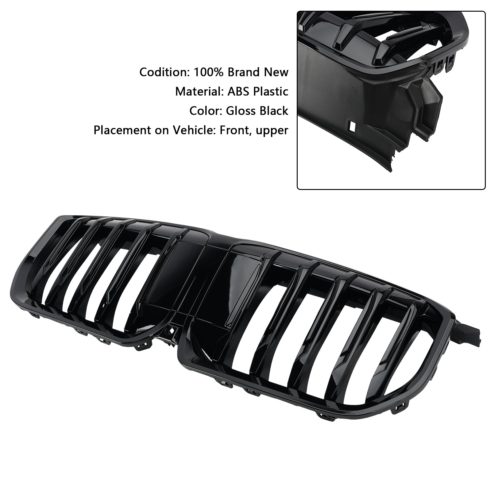 Gloss Black Front Bumper Kidney Grille Grill Fit BMW X1 U11 U12 2023-2024