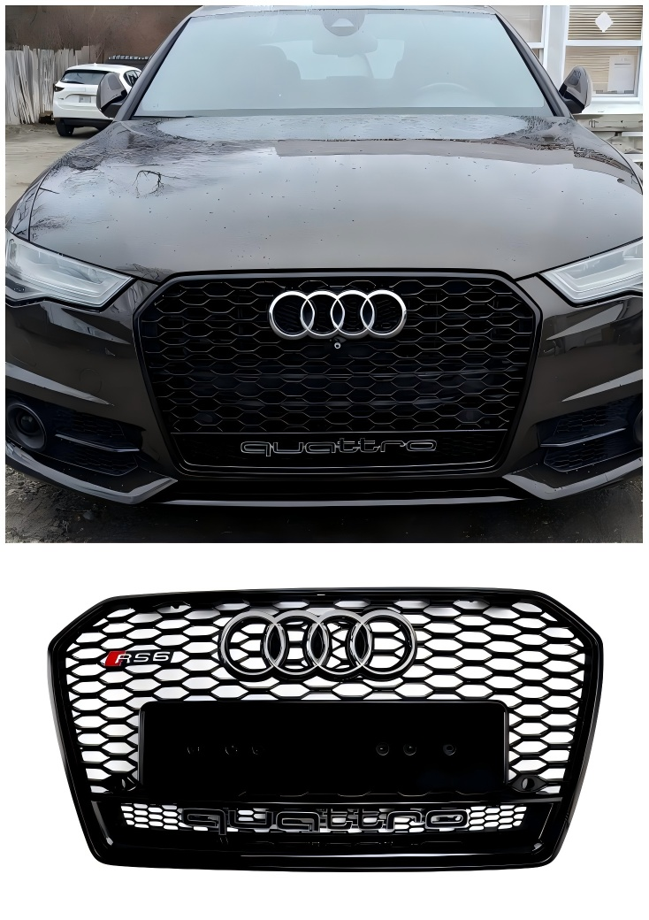 2016-2018 Audi S6 (C7) C7PA Facelift RS6 Style Honeycomb Mesh Front Grill Grille Black