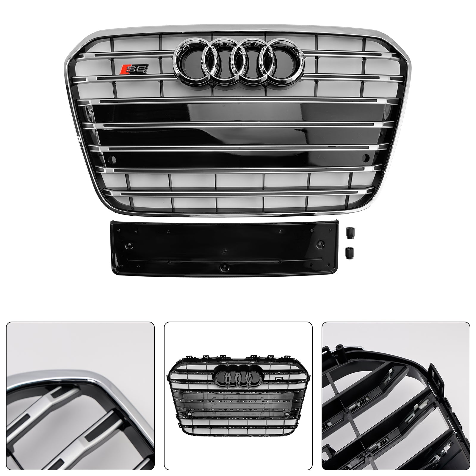2012-2015 Audi A6 C7 S6 Style Front Bumper Grill Grille Chrome