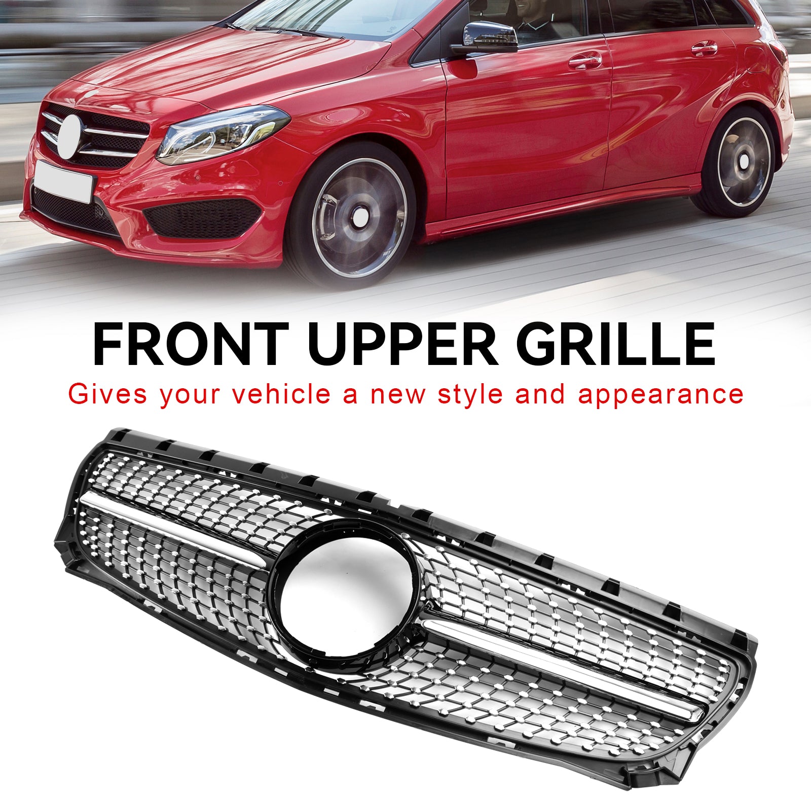 Front Bumper Grill Grille Fit Mercedes Benz B-Class W246 2011-2014 Diamond