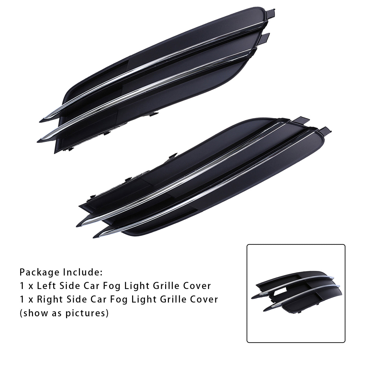 1 Pair Front Bumper Fog Light Grill Cover Bezel For Audi A6 C7 2011-2014