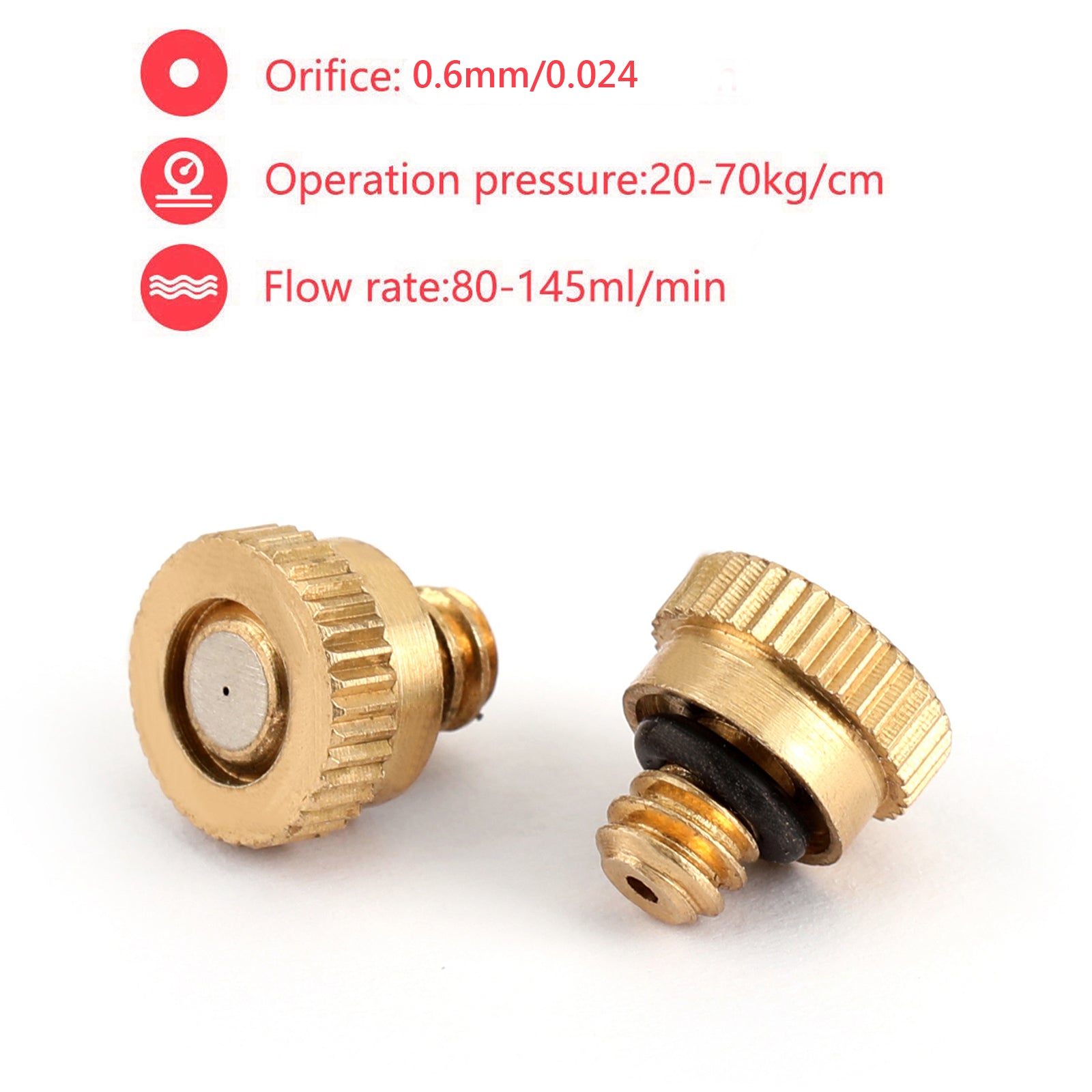 50X Brass Misting Nozzles Water Mister Sprinkle For Cooling System 0.024" 10/24