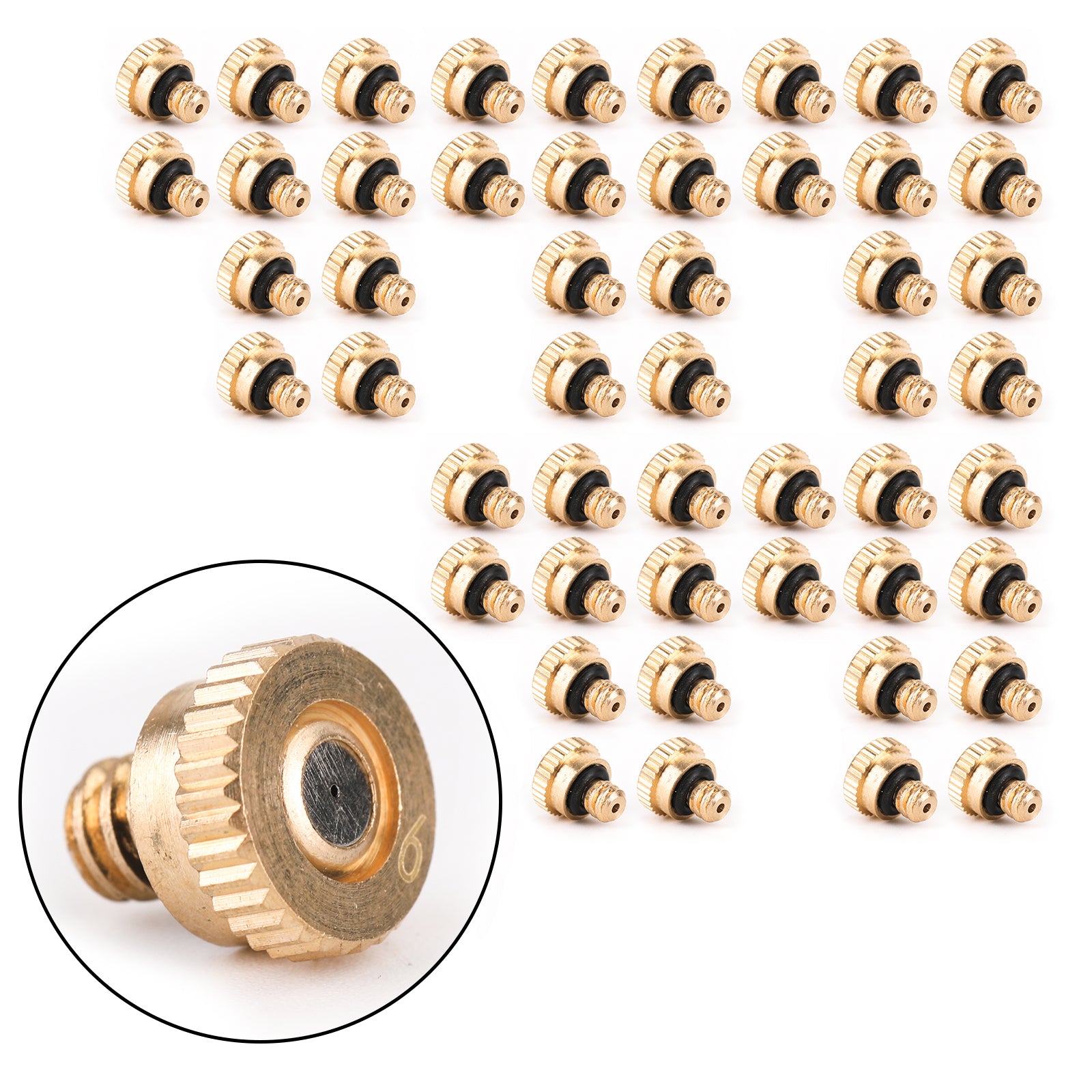 50X Brass Misting Nozzles Water Mister Sprinkle For Cooling System 0.024" 10/24