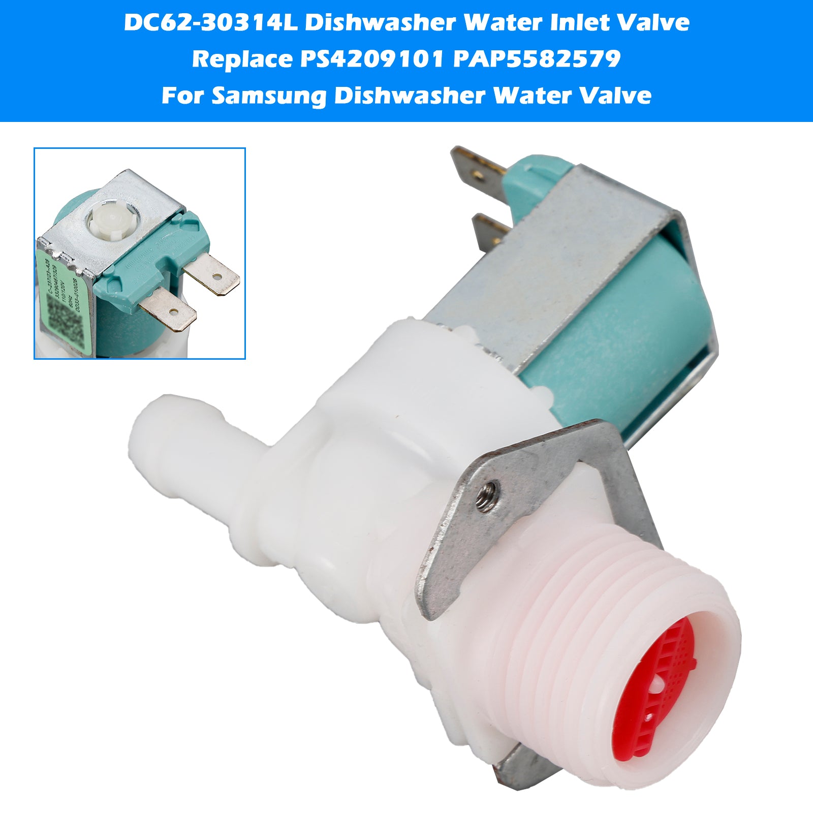 DC62-30314L Dishwasher Water Inlet Valve for Samsung AP5582579 PS4209101