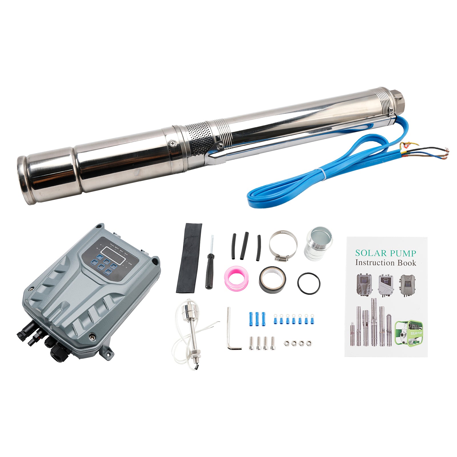 3" 600W Solar Submersible Pump 48V DC Deep Well Pump with MPPT Controller, 197ft Head, 1452 GPH Flow for Farm, Garden, Pool, Industrial Use