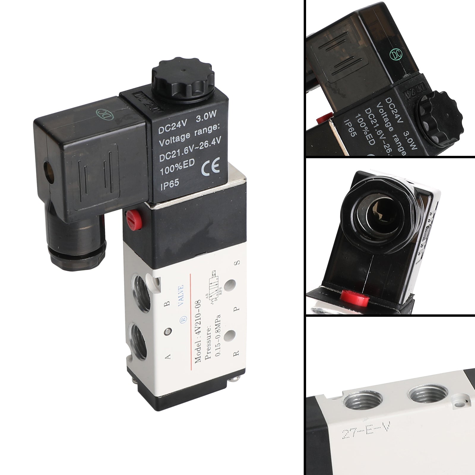 4V210-08 5 Way 2 Position Dc 24V Pneumatic Electric Solenoid Air Valve