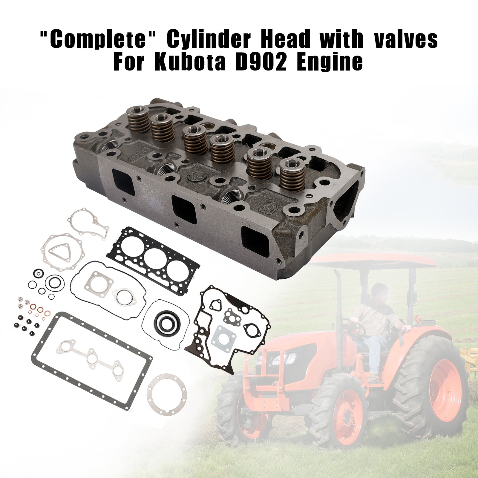Kubota D902 RTV900 트랙트 1G962-03045 용 완전한 실린더 헤드+개스킷 키트