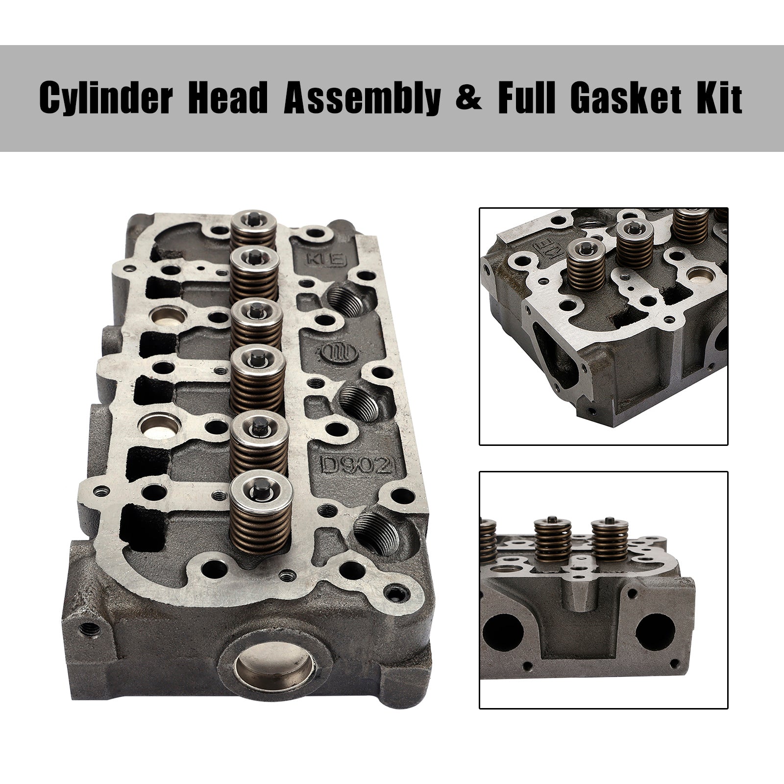 Kubota D902 RTV900 트랙트 1G962-03045 용 완전한 실린더 헤드+개스킷 키트