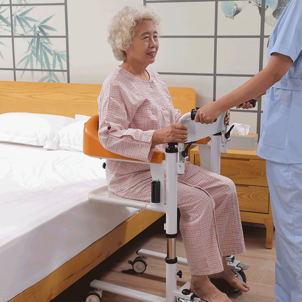 Four-in-one Multi-Function Patient Chair Transferred Lift Wheelchair lift Chair w/180° Split Seat and Bedpan 440 lb, 360° Flexible Steering Lift Chair Transfer Chair