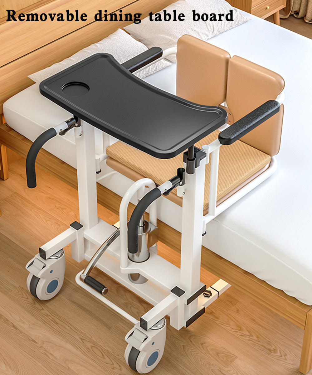 Patient Chair Hydraulic Transferred Lift Wheelchair w/180 degrees Split Seat And Table