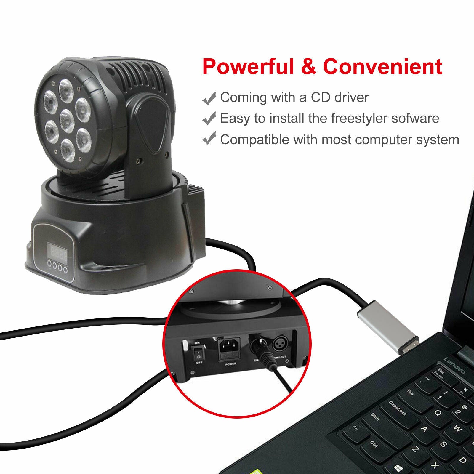 USB에서 DMX 인터페이스 어댑터 DMX512 컴퓨터 용 단계 조명 컨트롤러 케이블