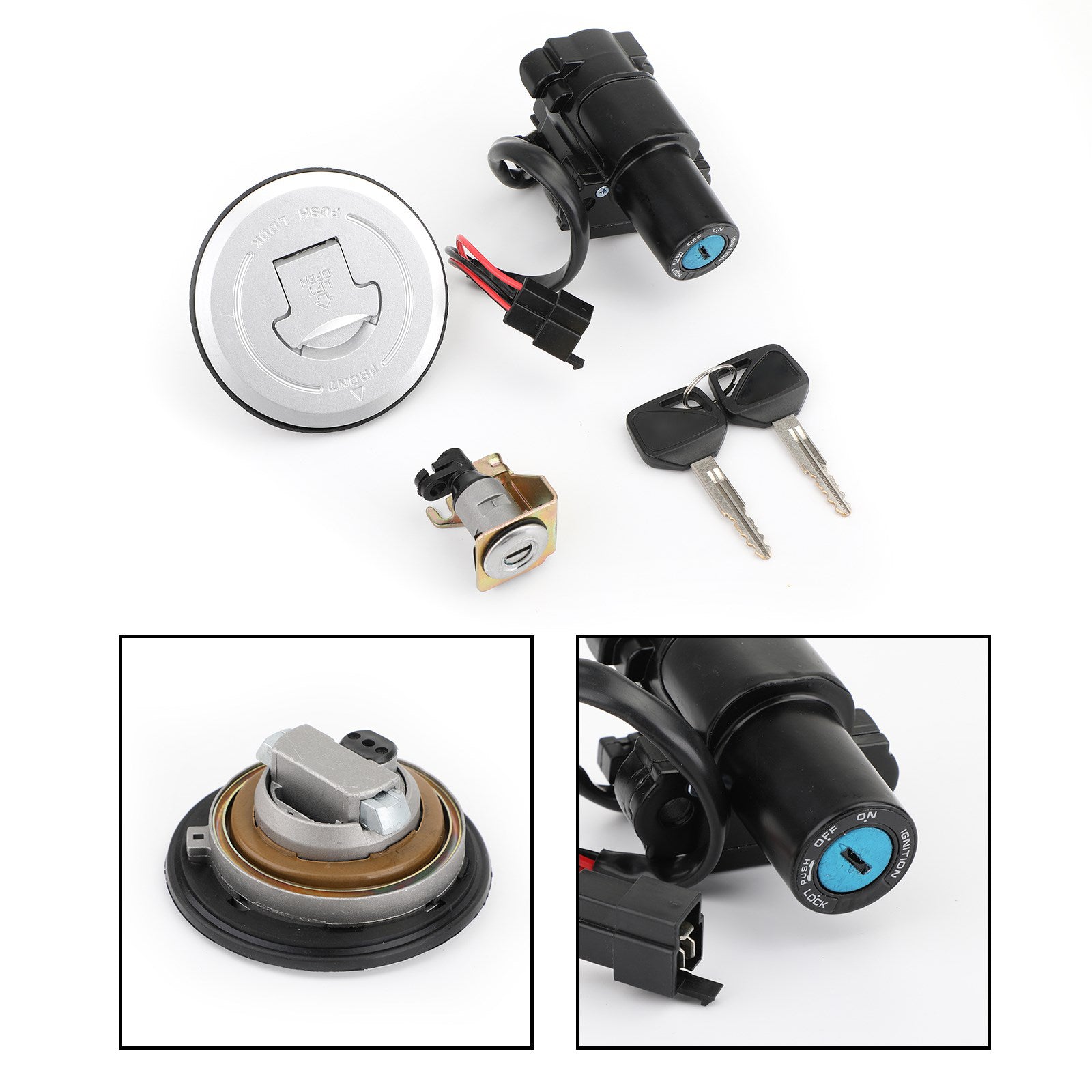 Juego de llaves de bloqueo de asiento de tapa de combustible de interruptor de encendido para Honda CBR250R CBR300R 11-18 genérico