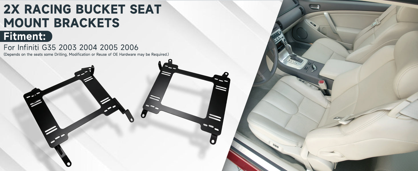 2003-2006 Infiniti G35 2X Low Profile Bracket Rail Seat Brackets Adapter