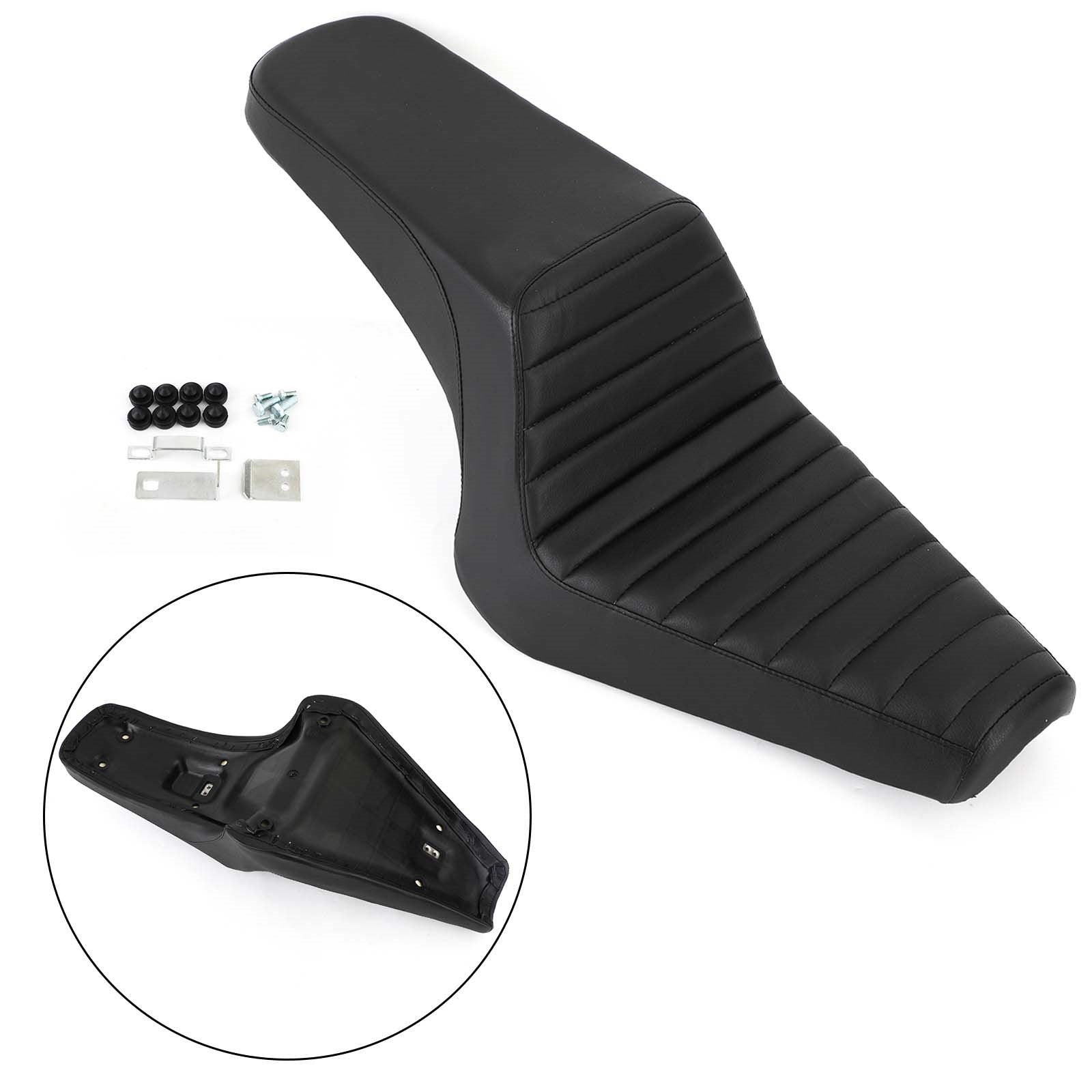 야마하 2013-2019 XVS 950 볼트에 맞는 클래식 스티치 라이더 조수석 블랙