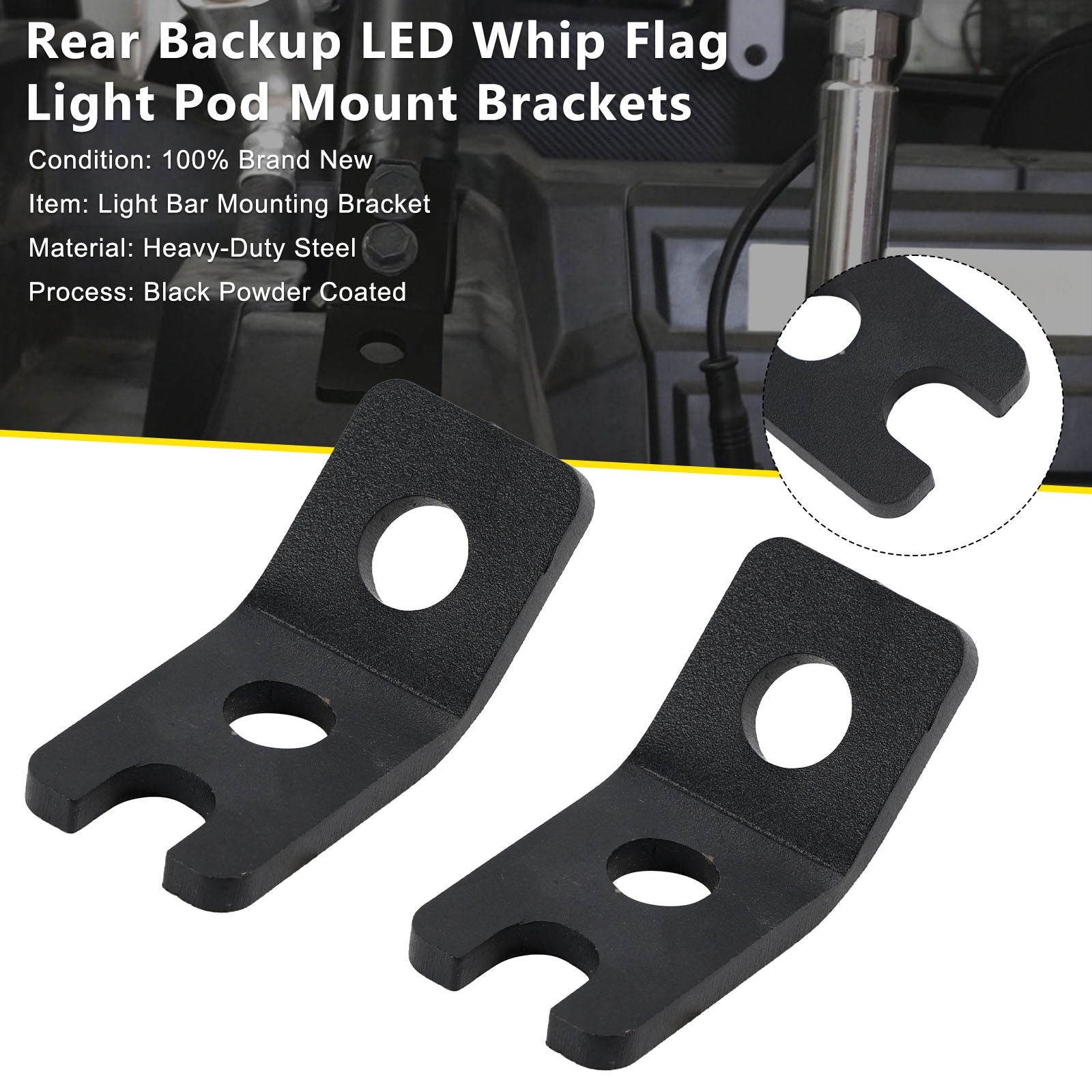 Rear Backup LED Whip Flag Light Pod Mount Brackets For Polaris RZR XP 1000 900