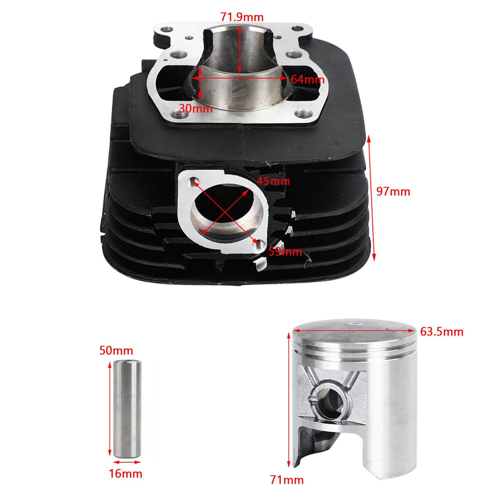 Cylinder Jug Piston Ring Kit 64mm For Suzuki TS 185 C Sierra 1978-1981 1979 1980 Generic