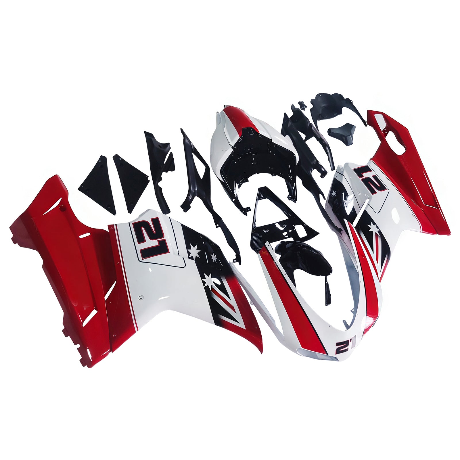 Fairings for 2007-2012 Ducati 1098 1198 848 Red & White Xerox No.21 Generic