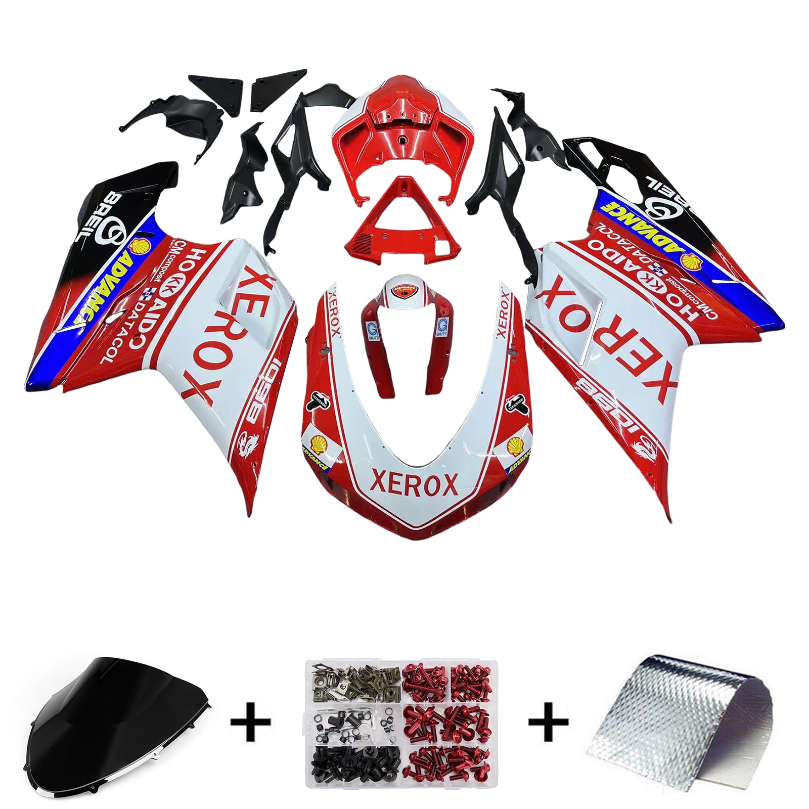 Fairings for 2007-2012 Ducati 1098 1198 848 Red & White Xerox Generic