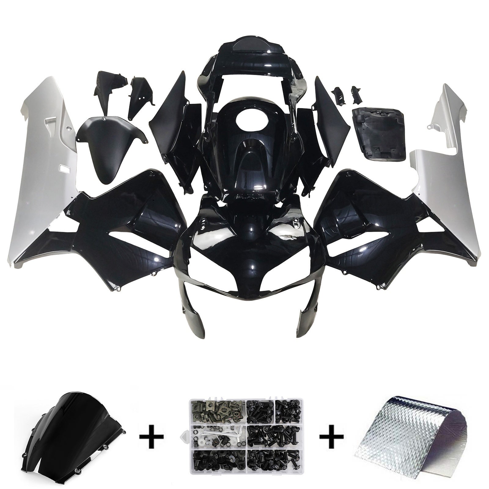 페어링 2003-2004 혼다 CBR 600 RR 블랙 & 실버 혼다 제네릭