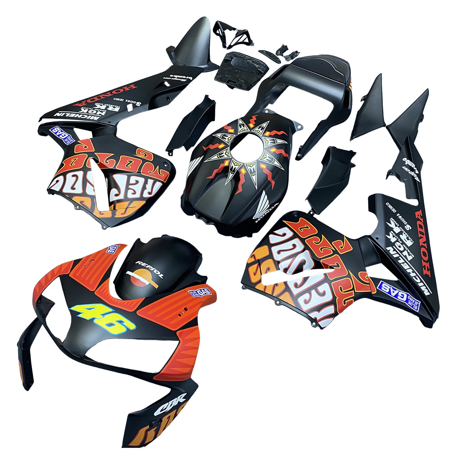 Fairings 2003-2004 Honda CBR 600 RR Black Matte Valentino Rossi Moto Generic