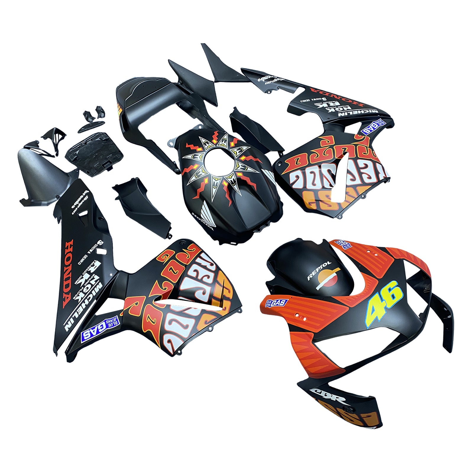 Fairings 2003-2004 Honda CBR 600 RR Black Matte Valentino Rossi Moto Generic