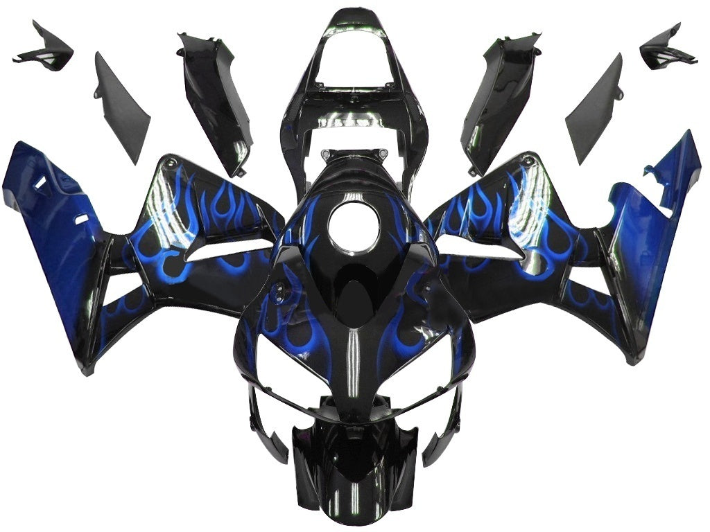 Fairings 2003-2004 Honda CBR 600 RR Black & Blue Flame Generic