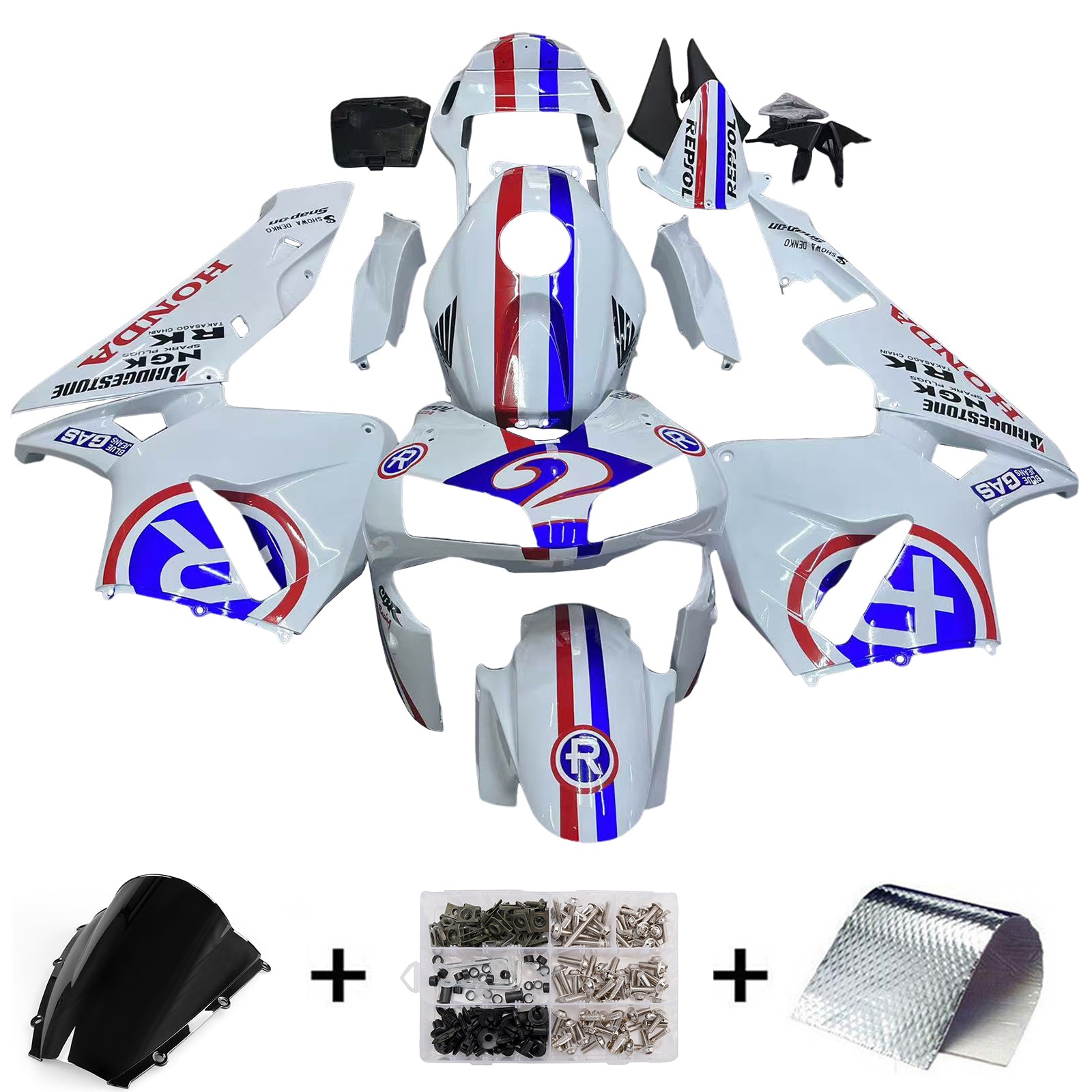 Fairings 2003-2004 Honda CBR 600 RR No.2 White Repsol Generic