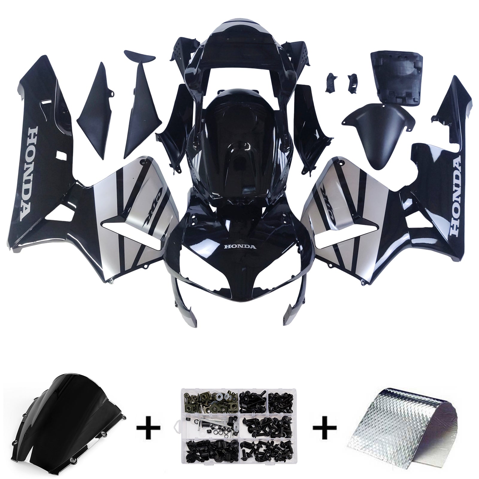 Fairings 2003-2004 Honda CBR 600 RR Black & Silver CBR Generic