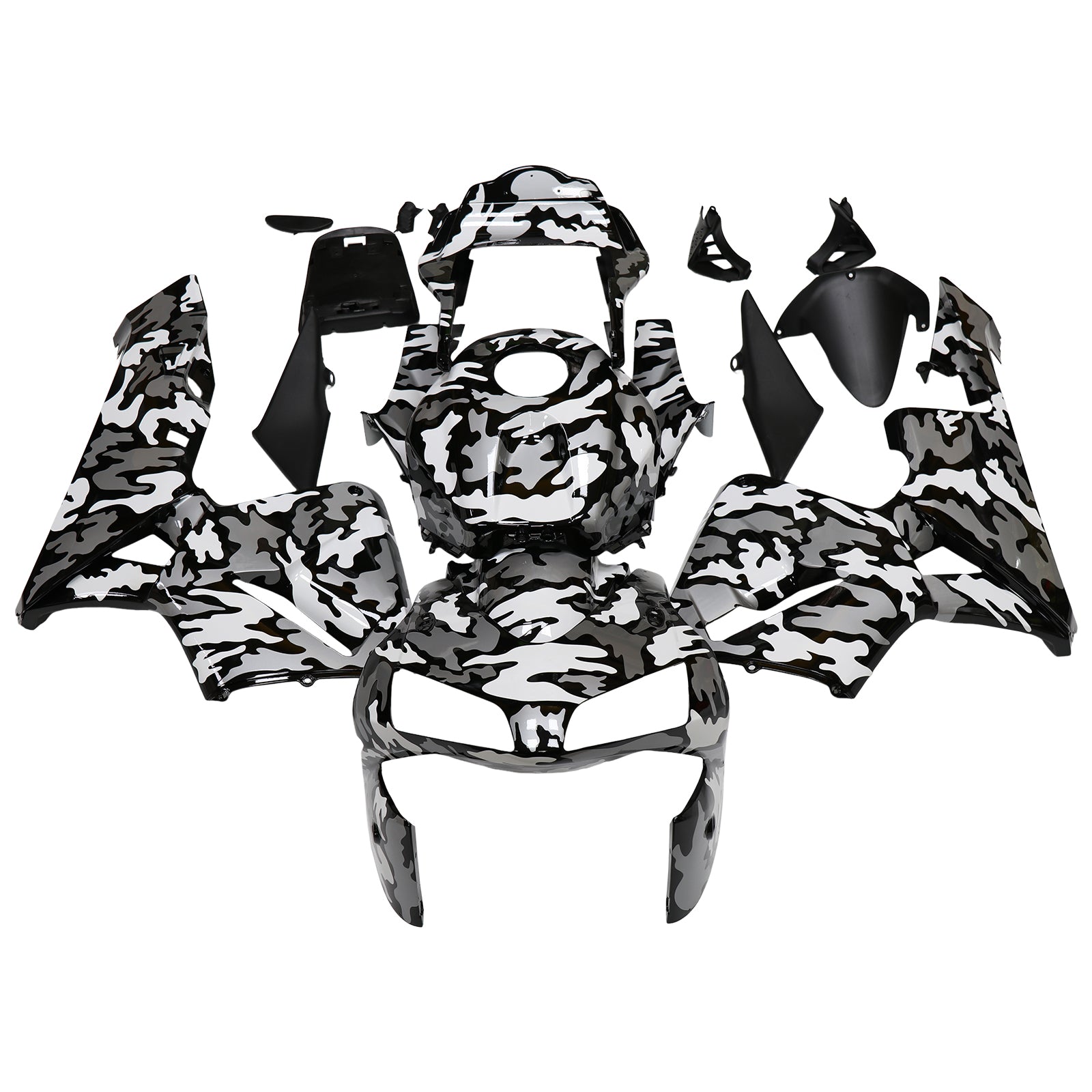 Fairings 2003-2004 Honda CBR 600 RR Blk Wht Silver Camouflage Generic