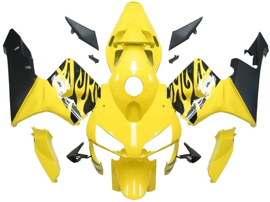 Fairings 2003-2004 Honda CBR 600 RR Yellow & Black Flame Generic